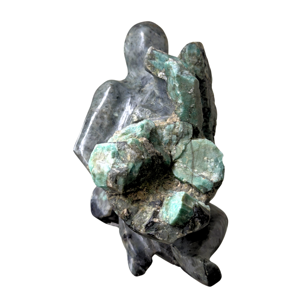 Emerald in Schist Human Carving
