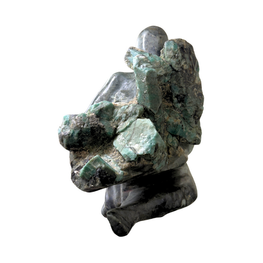 Emerald in Schist Human Carving